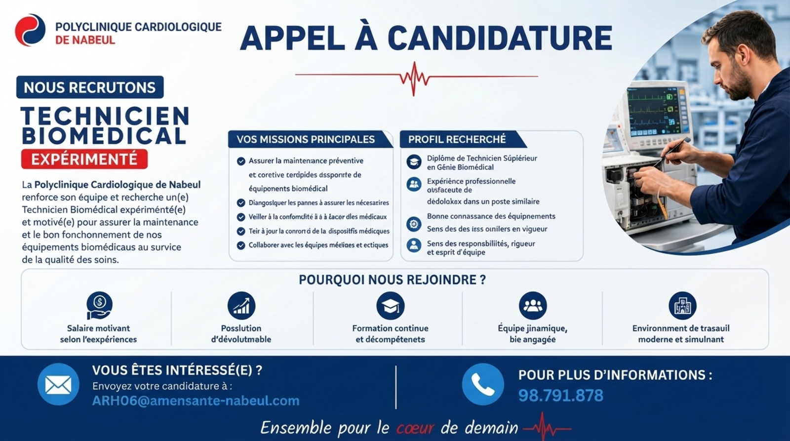 Appel à Candidature - Technicien Biomédical Expérimenté